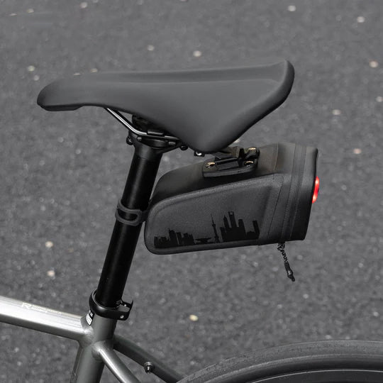 Waterproof Bike Saddle Bag with Smart Brake Light – Shockproof, Secure Mount, USB Rechargeable & All-Weather Ready