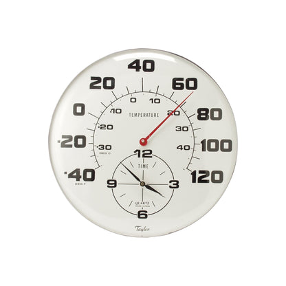 18" Metal Patio Thermometer & Clock