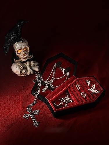 Gothic Coffin Jewelry Box – 🖤Mini Velvet Jewelry Organizer for Rings, Earrings, Necklaces & Bracelets | Spooky Yet Elegant Jewelry Case ✨
