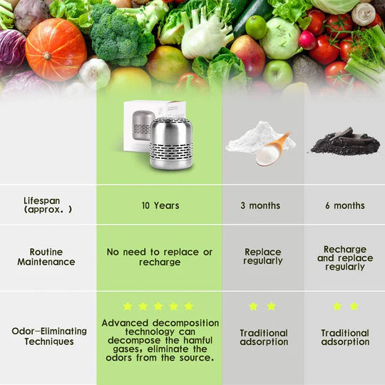 10-Year Fridge Deodorizer – Destroys Odors, Beats Baking Soda & Charcoal, No Refills Needed