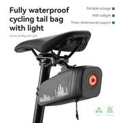 Waterproof Bike Saddle Bag with Smart Brake Light – Shockproof, Secure Mount, USB Rechargeable & All-Weather Ready