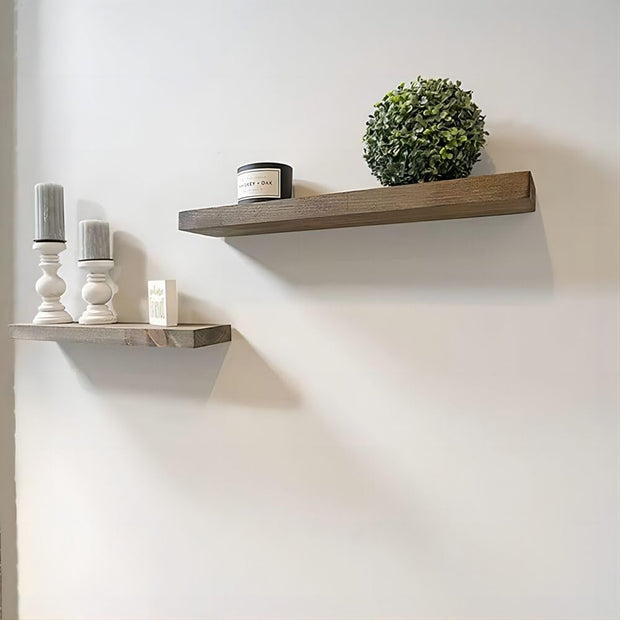 🌿 Rustic Charm Floating Shelves – Solid Pine Wood, Hidden Brackets, Heavy-Duty Display for Any Room (Set of 2)