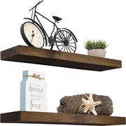 🌿 Rustic Charm Floating Shelves – Solid Pine Wood, Hidden Brackets, Heavy-Duty Display for Any Room (Set of 2)