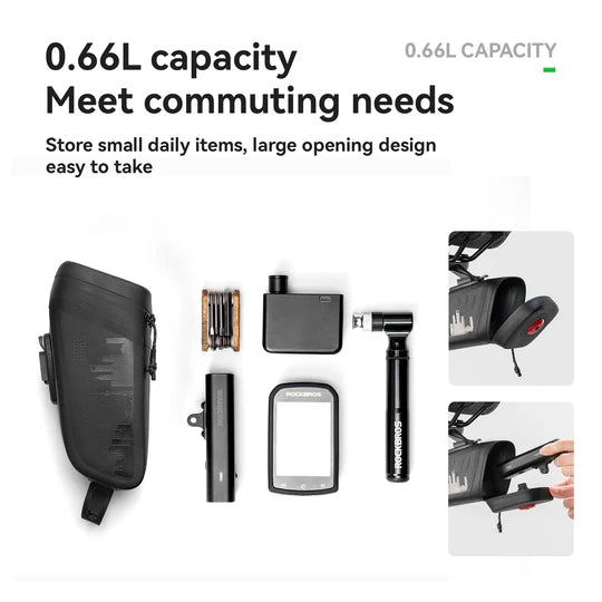 Waterproof Bike Saddle Bag with Smart Brake Light – Shockproof, Secure Mount, USB Rechargeable & All-Weather Ready