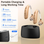 Rechargeable Hearing Aids for Seniors – Noise Cancelling, Volume Control, Behind-the-Ear Design
