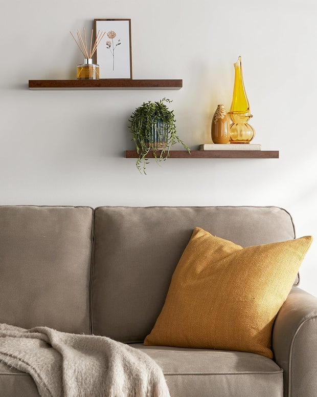 🌿 Rustic Charm Floating Shelves – Solid Pine Wood, Hidden Brackets, Heavy-Duty Display for Any Room (Set of 2)