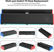 Switch TV Dock – Compatible with Switch / Switch OLED | Supports 4K HDMI Output, Multi-Port, Portable Official Dock Replacement