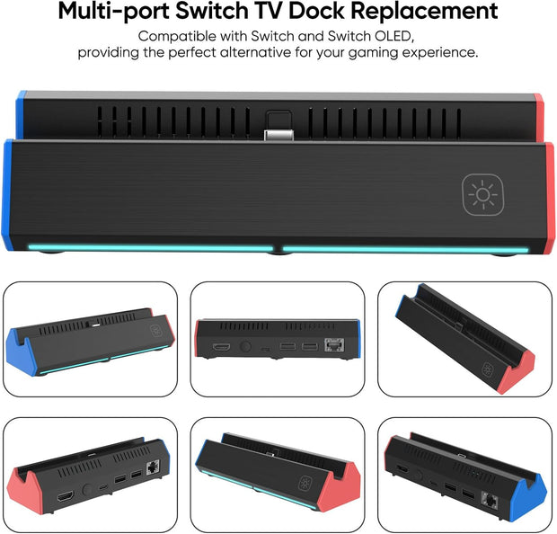 Switch TV Dock – Compatible with Switch / Switch OLED | Supports 4K HDMI Output, Multi-Port, Portable Official Dock Replacement