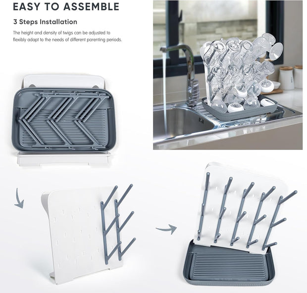 🍼 Baby Bottle Drying Rack – Space-Saving, Adjustable, BPA-Free Rack with Large Capacity for Bottles &amp; Accessories