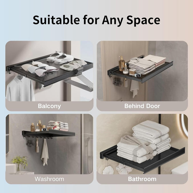 Next-Gen Electric Motorized Folding Rack – Ultra-Durable IPX7 Waterproof Wall-Mounted Space Saver with 8 Adjustable Hooks & Effortless Tool-Free Setup