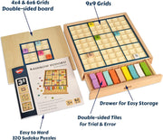 🎲 3-in-1 Wooden Sudoku Puzzle Game – Colorful Tiles, 320 Challenges & Drawer Storage for Kids & Families 🌈🧠