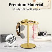 Modern Sunglasses Display Stand with Velvet Jewelry Tray – Metal, Elegant, Space-Saving