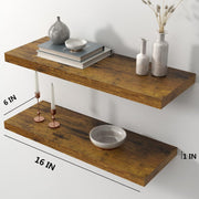 🌿 Rustic Charm Floating Shelves – Solid Pine Wood, Hidden Brackets, Heavy-Duty Display for Any Room (Set of 2)