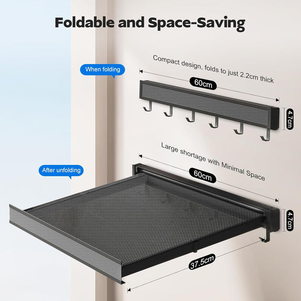 Next-Gen Electric Motorized Folding Rack – Ultra-Durable IPX7 Waterproof Wall-Mounted Space Saver with 8 Adjustable Hooks & Effortless Tool-Free Setup