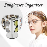 Modern Sunglasses Display Stand with Velvet Jewelry Tray – Metal, Elegant, Space-Saving