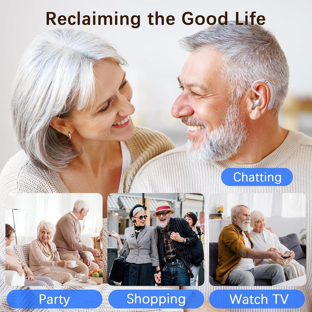 Rechargeable Hearing Aids for Seniors – Noise Cancelling, Volume Control, Behind-the-Ear Design