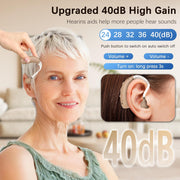 Rechargeable Hearing Aids for Seniors – Noise Cancelling, Volume Control, Behind-the-Ear Design