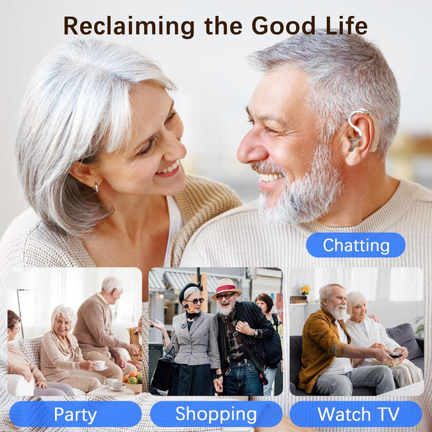 Rechargeable Hearing Aids for Seniors – Noise Cancelling, Volume Control, Behind-the-Ear Design