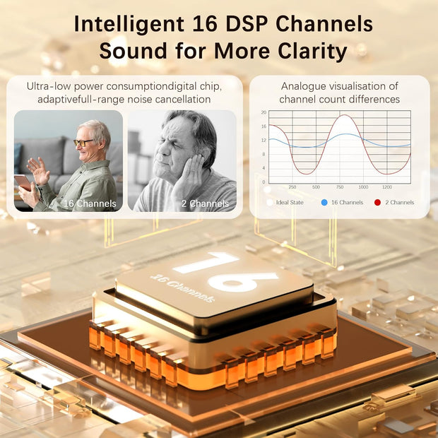 Rechargeable Hearing Aids for Seniors – Noise Cancelling, Volume Control, Behind-the-Ear Design