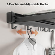 Next-Gen Electric Motorized Folding Rack – Ultra-Durable IPX7 Waterproof Wall-Mounted Space Saver with 8 Adjustable Hooks & Effortless Tool-Free Setup