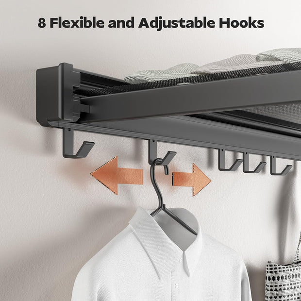 Next-Gen Electric Motorized Folding Rack – Ultra-Durable IPX7 Waterproof Wall-Mounted Space Saver with 8 Adjustable Hooks & Effortless Tool-Free Setup