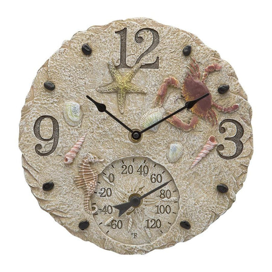 12" Seashells Thermometer with Clock