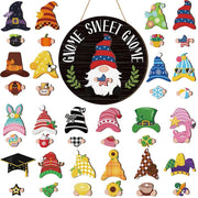 Interchangeable Magnetic Gnome Door & Wall Décor Set – 31-Piece Playful Wooden Gnome