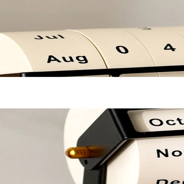 Vintage Charm on Your Desk – Rotating Wooden Perpetual Calendar Wheel