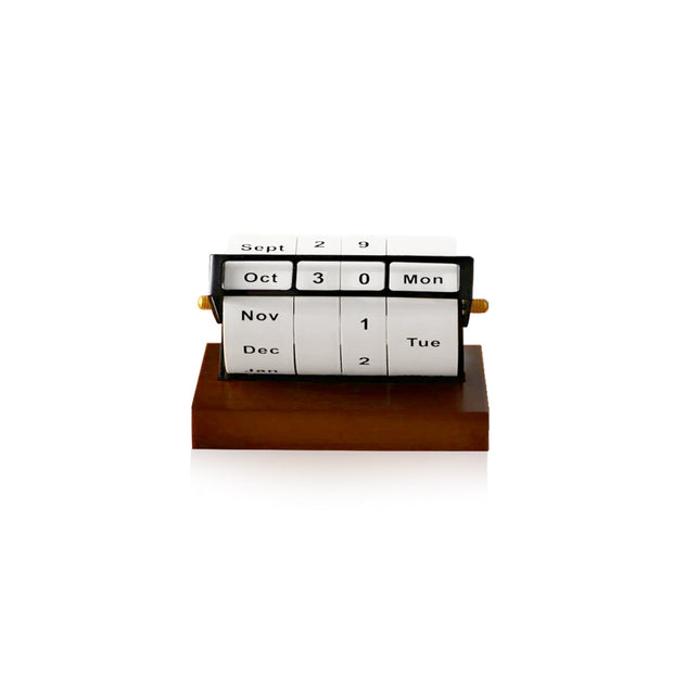 Vintage Charm on Your Desk – Rotating Wooden Perpetual Calendar Wheel