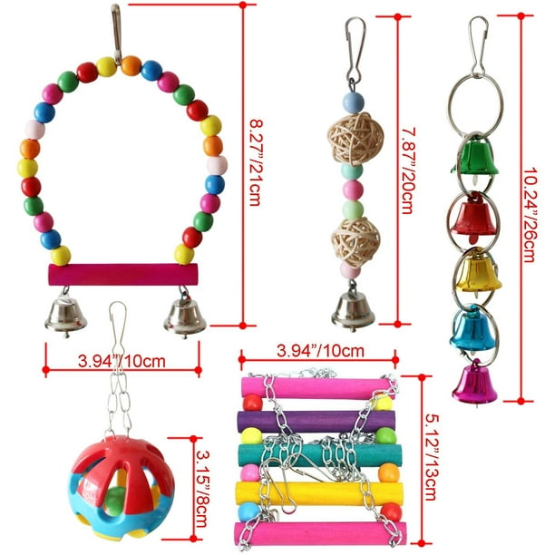 🐦 5-Pack Bird Swing &amp; Chew Toys – Colorful Fun for Active, Happy Birds
