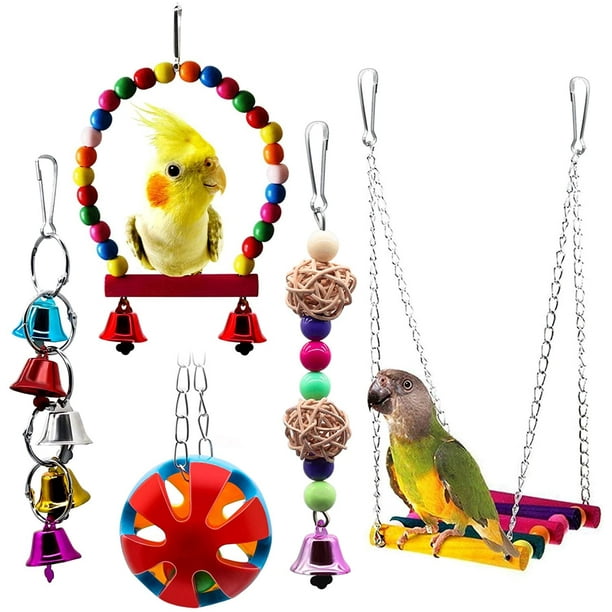 🐦 5-Pack Bird Swing &amp; Chew Toys – Colorful Fun for Active, Happy Birds