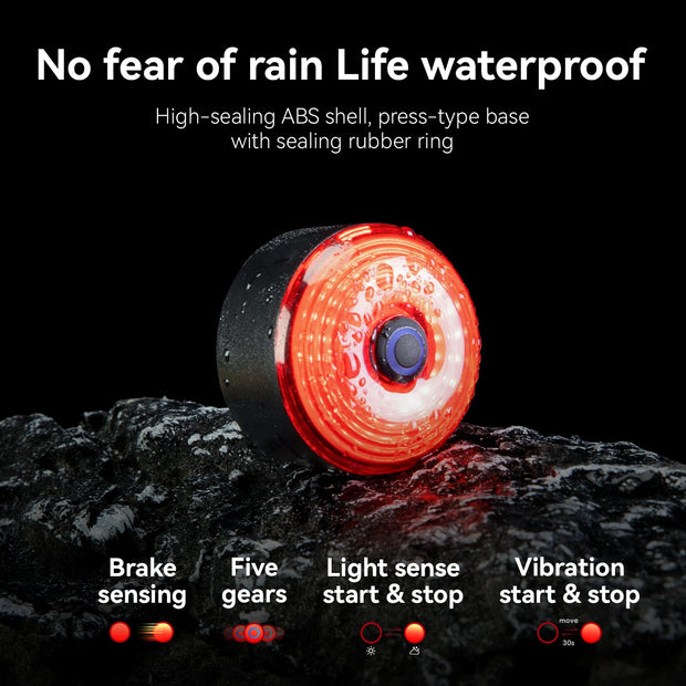 Waterproof Bike Saddle Bag with Smart Brake Light – Shockproof, Secure Mount, USB Rechargeable & All-Weather Ready
