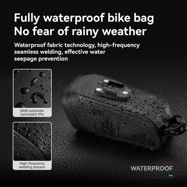 Waterproof Bike Saddle Bag with Smart Brake Light – Shockproof, Secure Mount, USB Rechargeable & All-Weather Ready